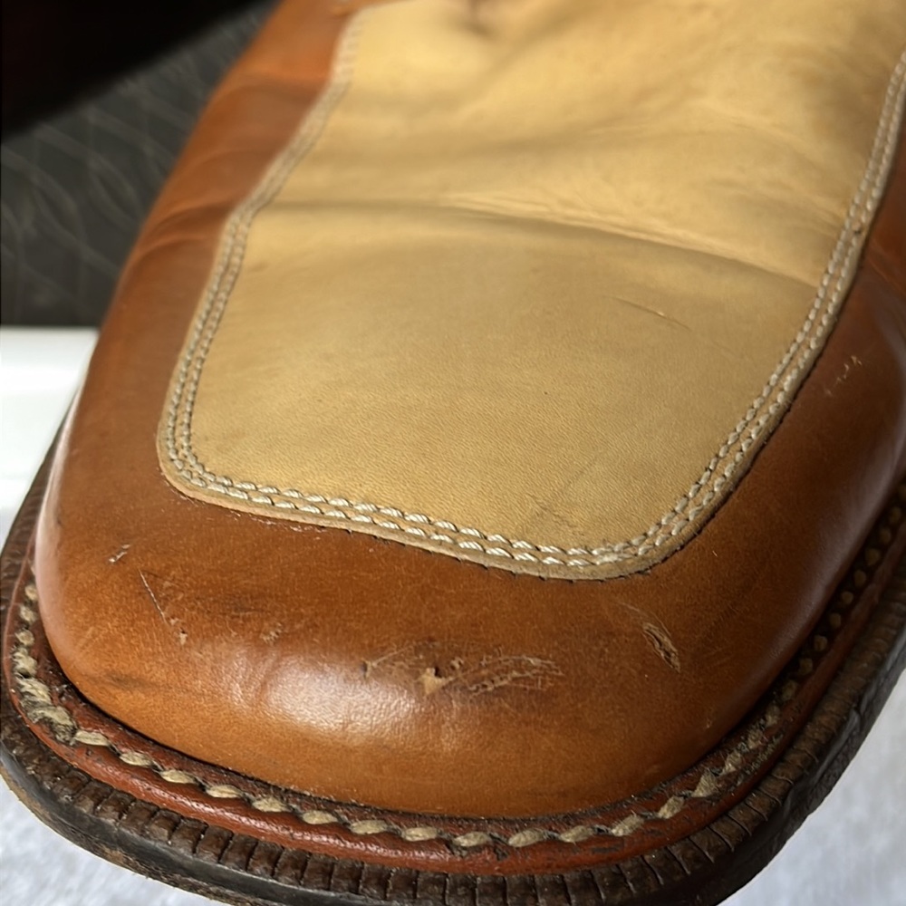 Two-Tone MAGNANNI Tan Oxford Blucher Square Toe Dress Shoes 12M SPAIN - Picture 11 of 16